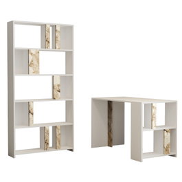Hanah Home Lima - White Marble Escritorio de estudio y estantería Blanco